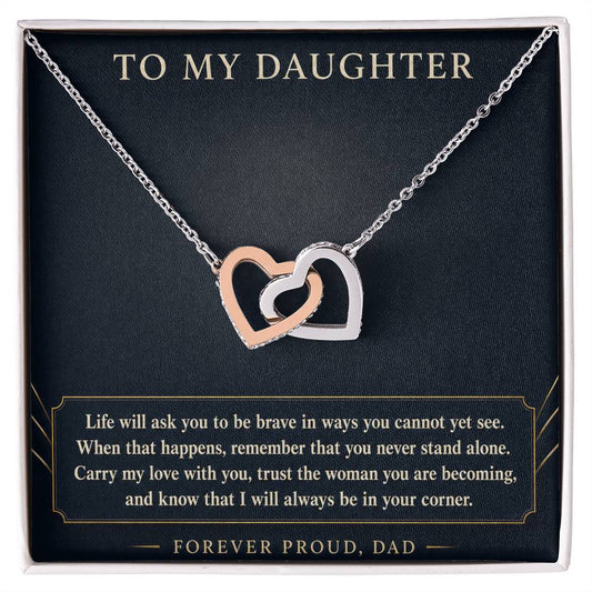 Interlocking Hearts Necklace for Daughter from Dad – Always Behind You