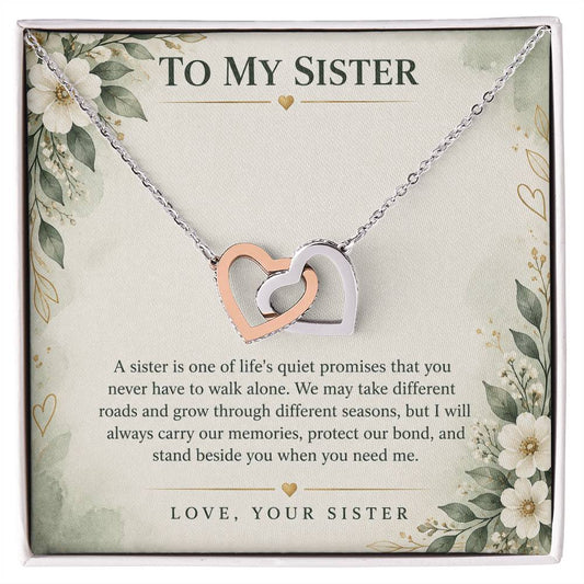 Interlocking Hearts Necklace for Sister from Sister – Never Walk Alone
