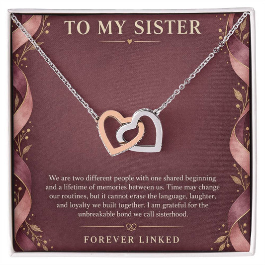 Interlocking Hearts Necklace for Sister – Two Sisters, One