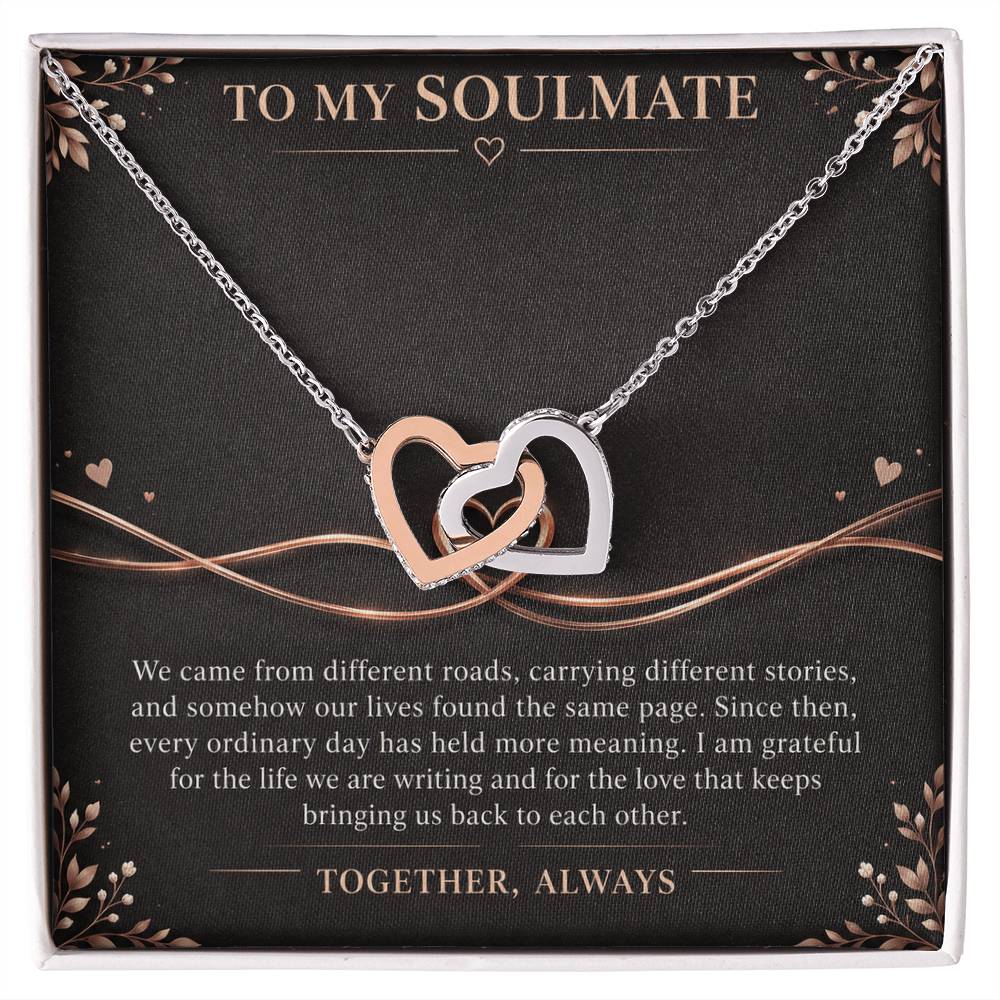 Interlocking Hearts Necklace for Soulmate – Two Lives, One Story — product image 1