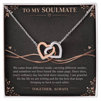 Interlocking Hearts Necklace for Soulmate – Two Lives, One Story — product thumbnail 1