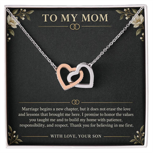 Interlocking Hearts Necklace for Mom – A Son's Wedding Day Promise