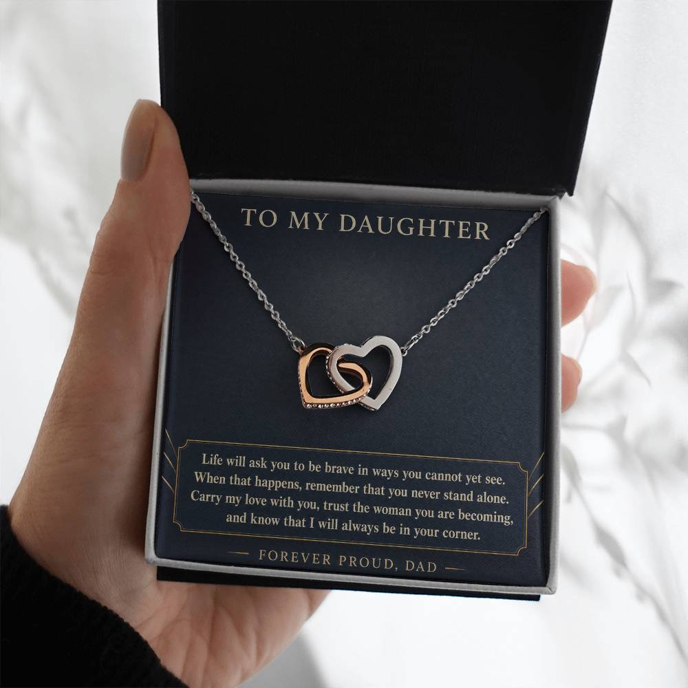 Interlocking Hearts Necklace for Daughter from Dad – Always Behind You — product image 4