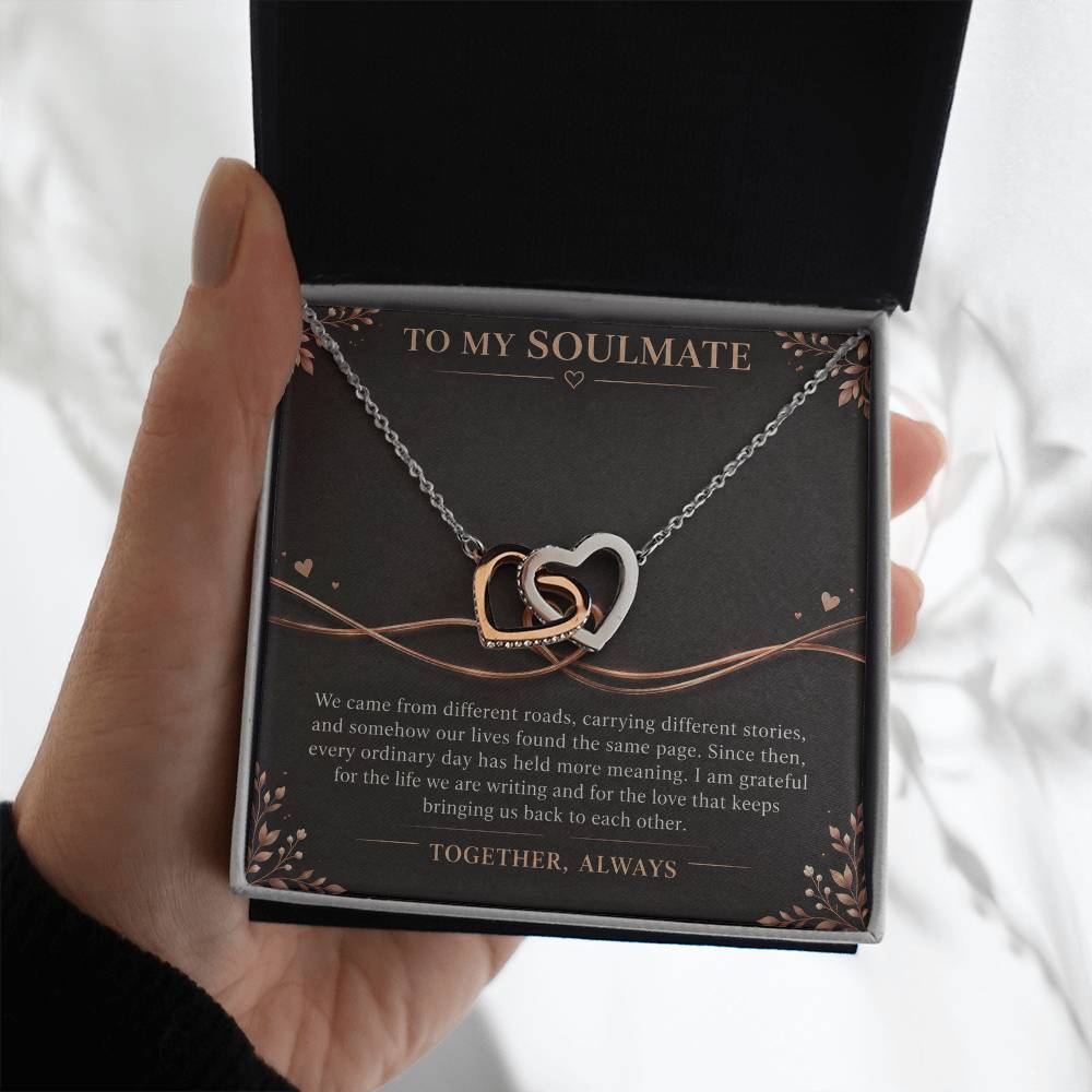 Interlocking Hearts Necklace for Soulmate – Two Lives, One Story — product image 3