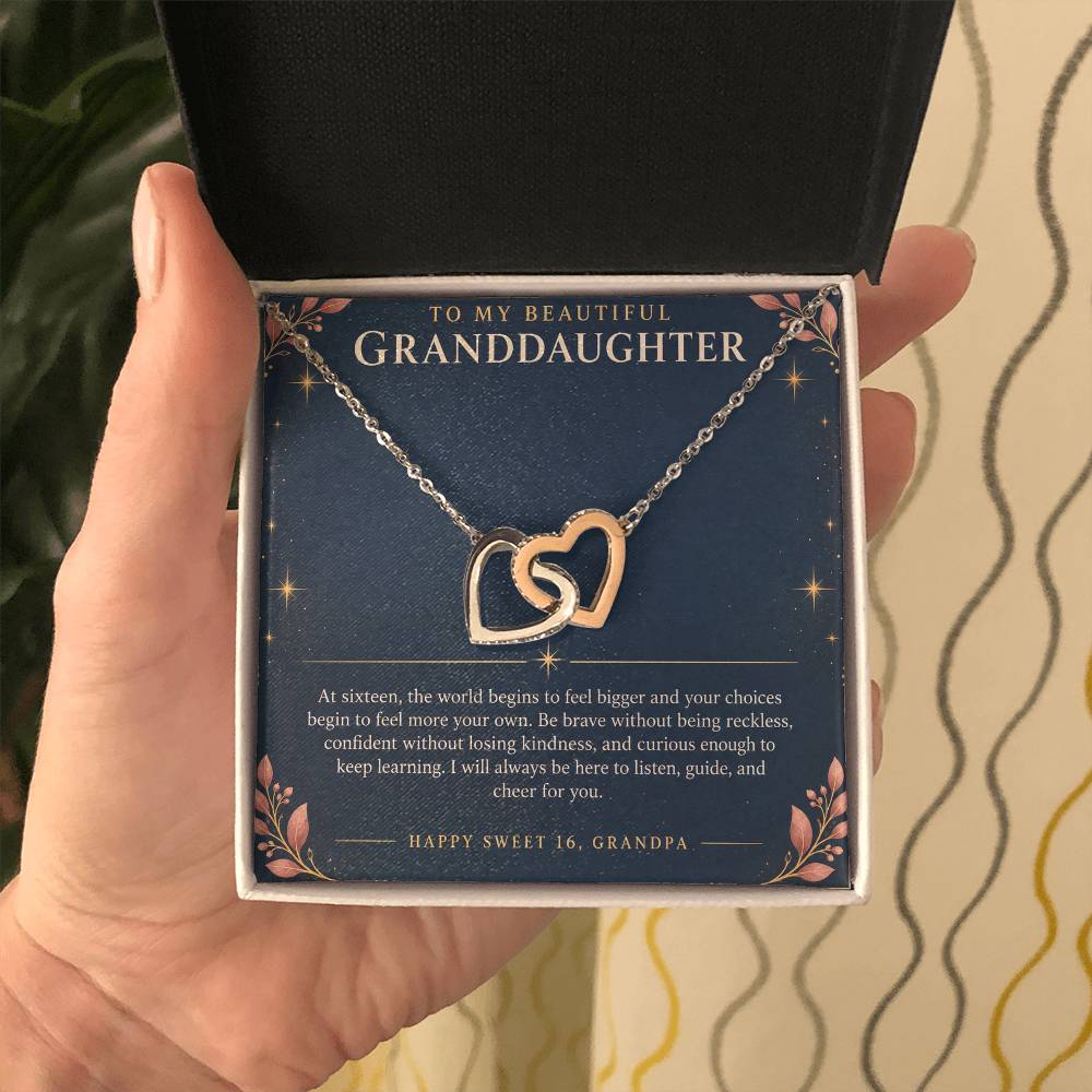 Interlocking Hearts Necklace for Granddaughter – Sweet 16 From Grandpa — product image 5