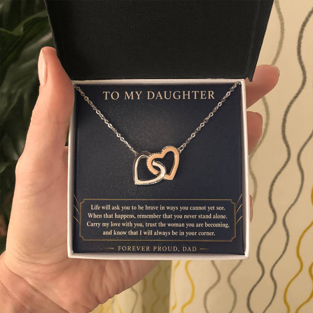Interlocking Hearts Necklace for Daughter from Dad – Always Behind You — product image 5