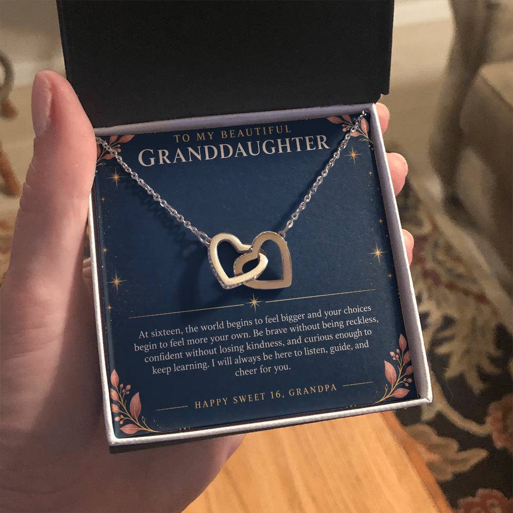 Interlocking Hearts Necklace for Granddaughter – Sweet 16 From Grandpa — product image 6