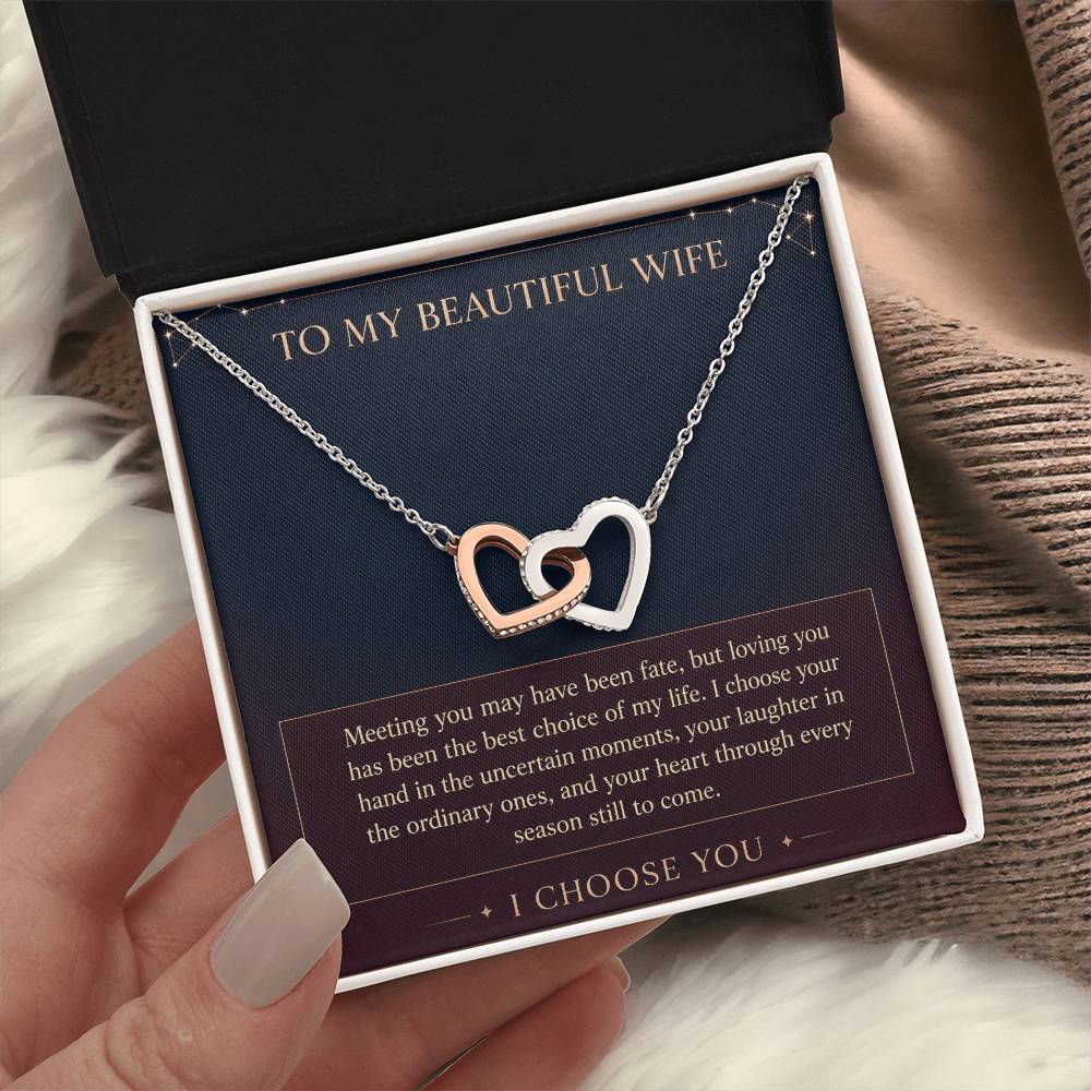 Interlocking Hearts Necklace for Wife – Meeting You Was Fate — product image 3