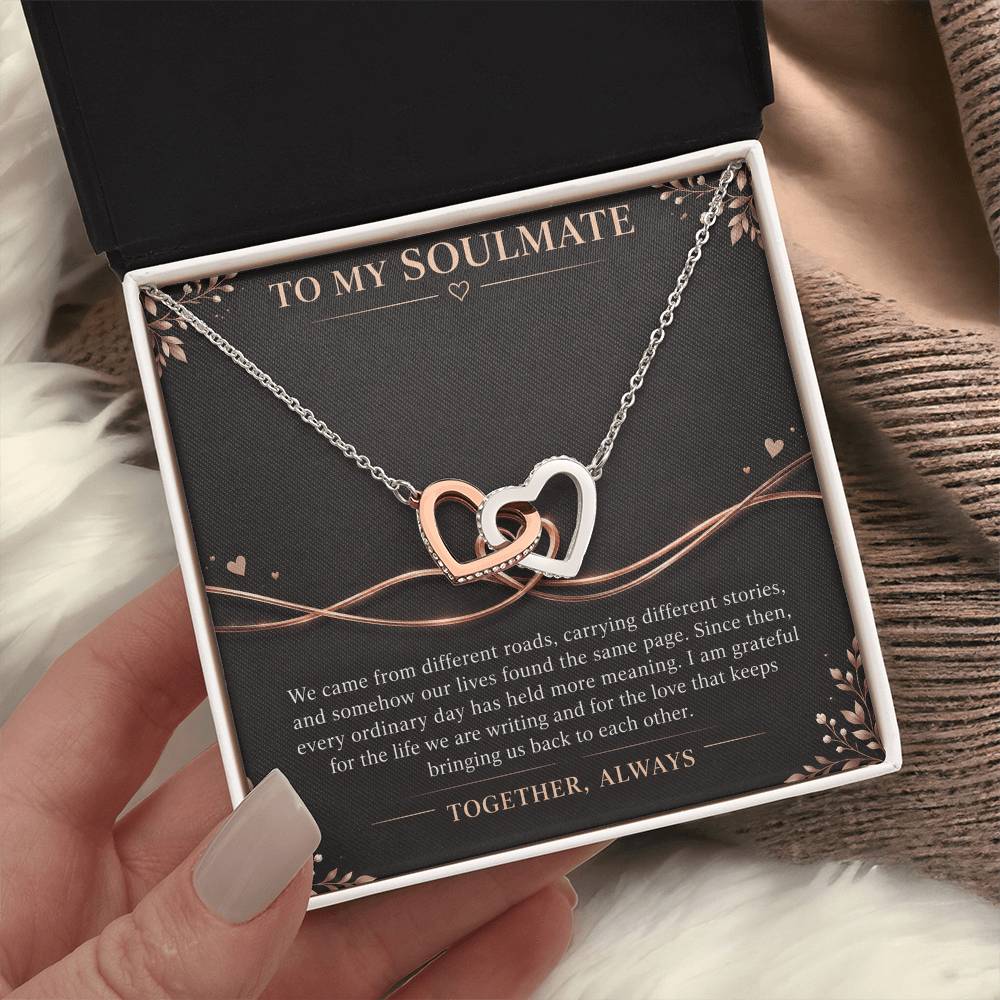 Interlocking Hearts Necklace for Soulmate – Two Lives, One Story — product image 2