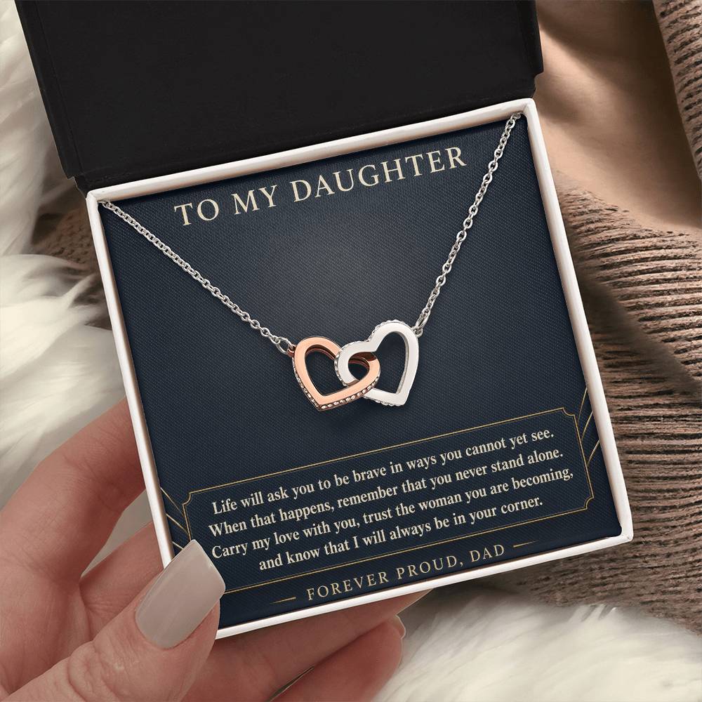 Interlocking Hearts Necklace for Daughter from Dad – Always Behind You — product image 3