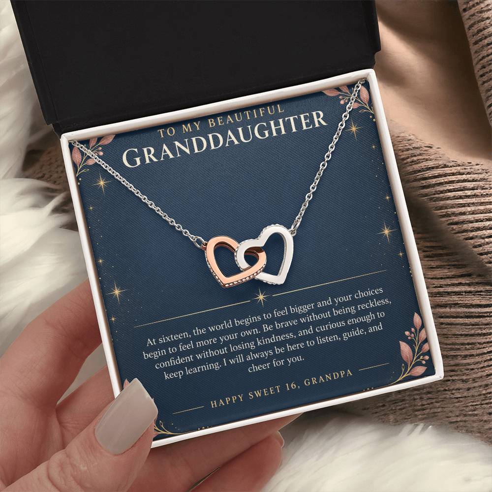 Interlocking Hearts Necklace for Granddaughter – Sweet 16 From Grandpa — product image 3