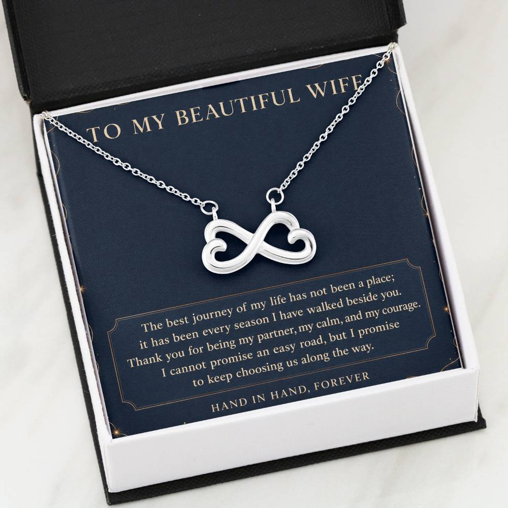 Heart & Infinity Necklace for Wife – Our Love Is My Favorite Journey — product image 1