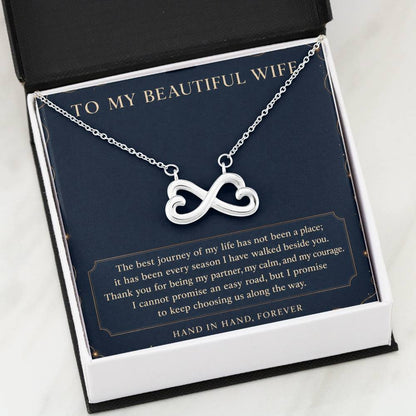 Heart & Infinity Necklace for Wife – Our Love Is My Favorite Journey — product thumbnail 1