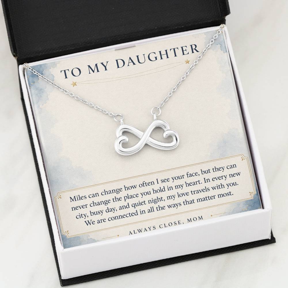 Heart & Infinity Necklace for Daughter – Distance Cannot Change Our — product image 1