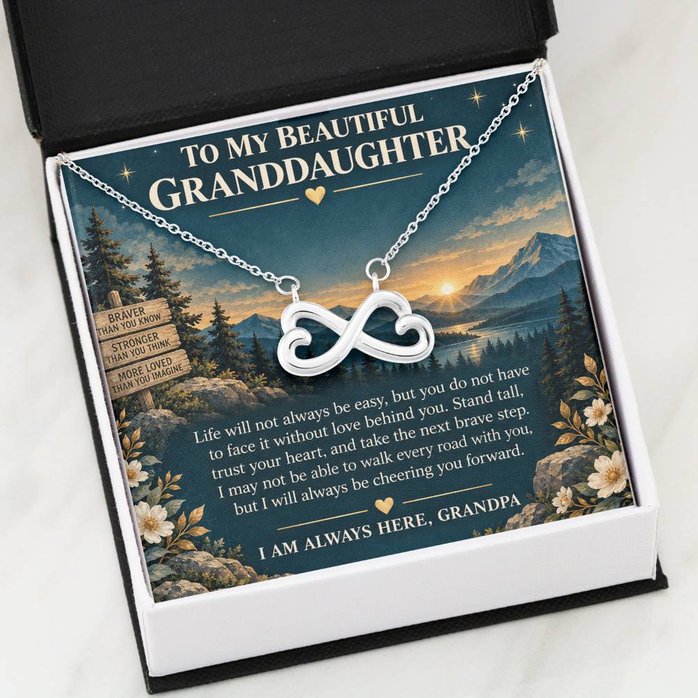 Heart & Infinity Necklace for Granddaughter – Always Behind You — product image 1