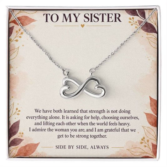 Heart & Infinity Necklace for Sister – Strong Women, Loving Sisters