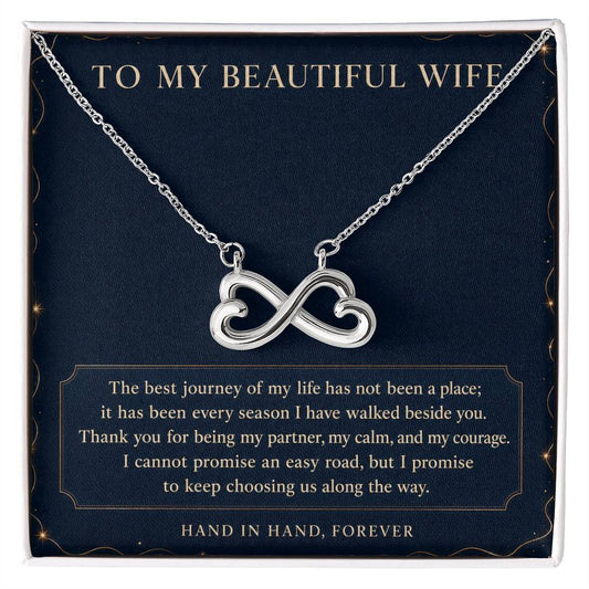 Heart & Infinity Necklace for Wife – Our Love Is My Favorite Journey