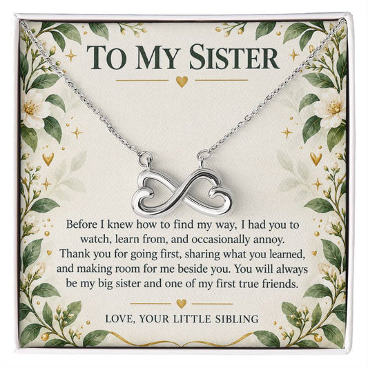 Heart & Infinity Necklace for Sister – Big Sister, First Friend