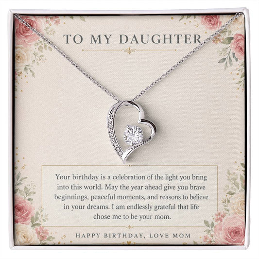 Forever Love Necklace for Daughter from Mom – Birthday Blessing