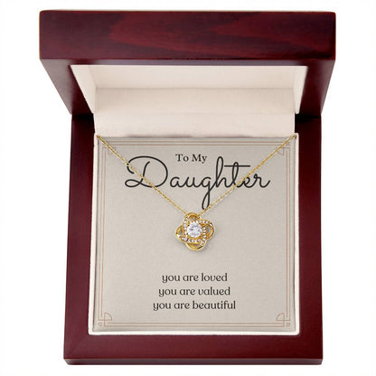 To My Daughter loved valued beautiful message card necklace, 18K yellow gold finish, luxury box